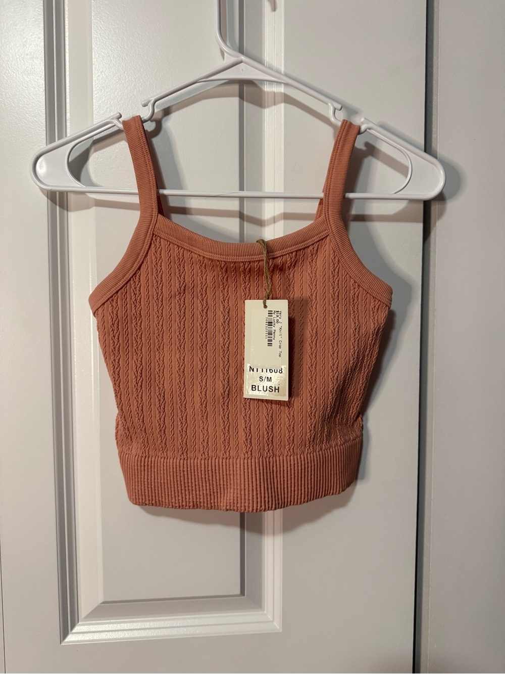 Blush Cable-Knit Cropped Tank Top - Terracotta Blush